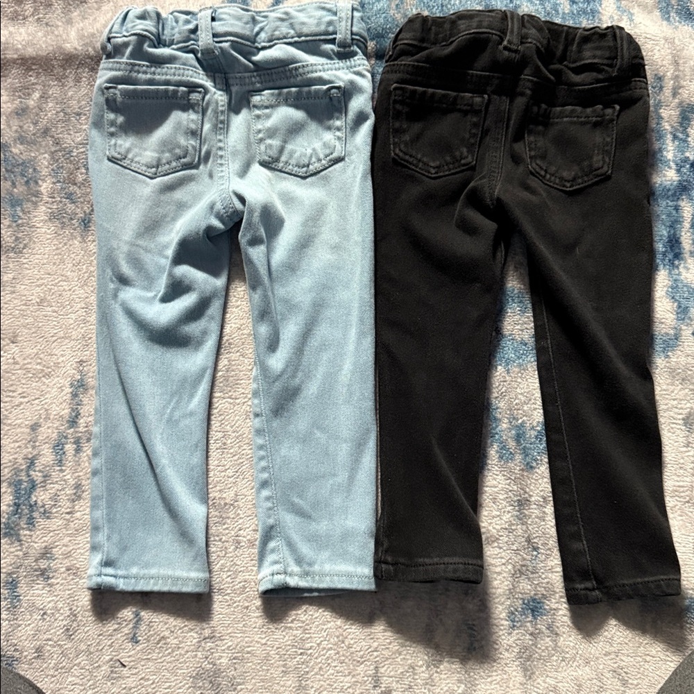 Set of Two Cat & Jack Kids Jeans Jeggings- Light Blue and Black - Picture 2 of 11